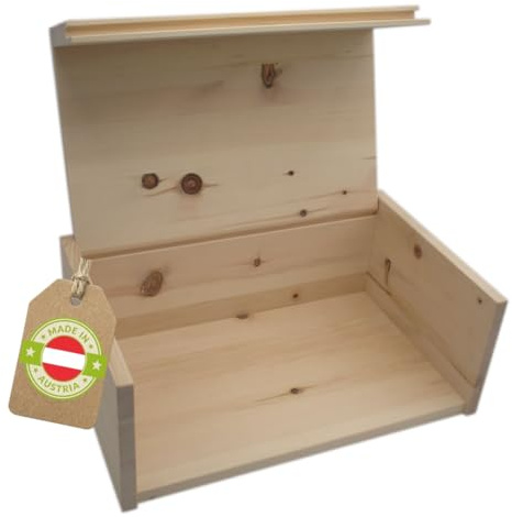4betterdays.com NATURlich leben! Brotkasten Zirbenholz Massiv mit Klappdeckel | Brotdose Nachhaltig Österreich