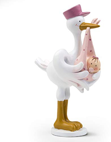 Mopec Figura de Pastel de cigueña Amorosa con Pita, Pack de 1 Unidad, Poliresina, Blanco, 0.02x12.00x20.00 cm
