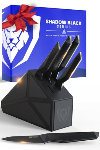 DALSTRONG Knife Block Set - 5-Piece - Shadow Black Series - Black Titanium Nitride Coated German HC Steel