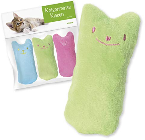 Forck Katzenminze Kissen (3 Stück), Knuddelkissen | Schmusekissen mit extra viel natürlichem Catnip zum Kuscheln und Spielen | Natürliches Katzenspielzeug für alle Katzen und Kitten geeignet
