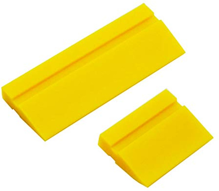 ECOmorning 2-Piece DIY Mini Squeegee Set - Soft Silicone Window Tint Squeegee for Glass, Mirror, Shower - Yellow (4.7in x 1.9in, 2.4in x 1.9in)