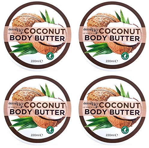 Derma V10 Body Butter Moisturising Cream Vegan Friendly 4 Pack (Coconut)