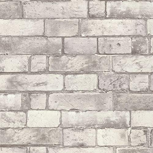BRICOFLOR Vliestapete | Steintapete Tapete Steinoptik Tapete Stein - Tapete Büro - Grau, Weiß | 10,05 x 0,53 m = Rolle 5.33 m²