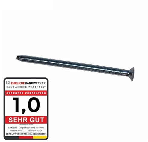 Standard Zuverlässige Zylinderbefestigung: Stulpschraube M5 x 80 mm Zur Zylinder Befestigung, Gewinde mit Spitze, verzinkt