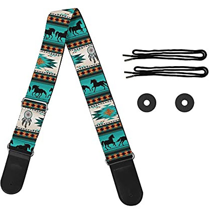 Jeiento Gitarrengurt mit verstellbarem Gurt, Aufbewahrung von Gitarrenplektren, Geschenk für Gitarristen Gitarrenliebhaber, Azteken-Grün, M