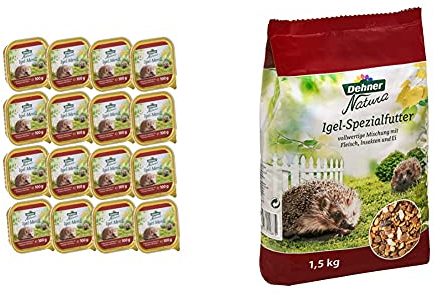 Dehner Natura Igelfutter, Nassfutter, 16 x 100 g (1.6 kg) & Natura Igelfutter, 1.5 kg