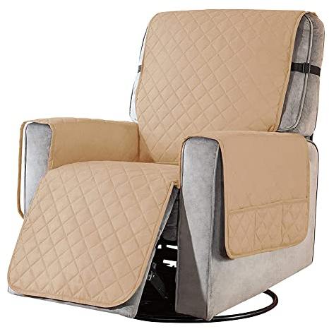 Sesselschoner für Fernsehsessel Relaxsessel 1 Sitzer Sesselschutz Sesselauflage Sofaüberwurf mit Taschen Universal Wasserdicht Sesselüberwürfe Sesselbezug Armlehnenschoner für Hunde Haustieren (S)