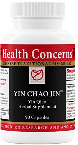 Health Concerns Yin Chao Jin – Immune System Booster & Respiratory Tract Health Supplement – Chinese Herbal Support for Colds – Sore Throat Relief with Isatis & Forsythia – 90 Capsules