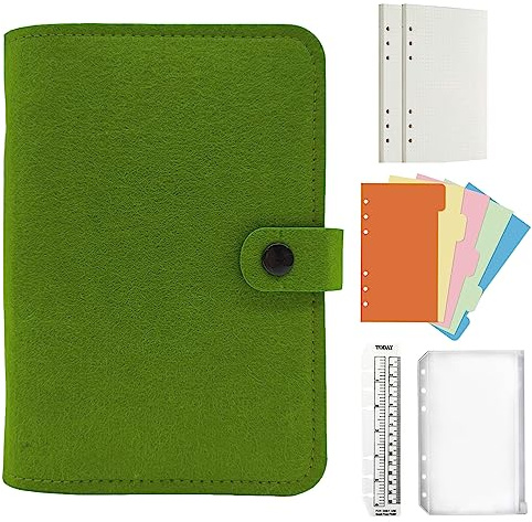 Jalach Filz Ringbuch a5 a6 nachfüllbar, A6 A5 Binder mit 90 Blatt Papier gepunktet Notizbuch Ringordner Tagebuch Planer Kalender Organizer für Arbeit Schule Rezepte Reise