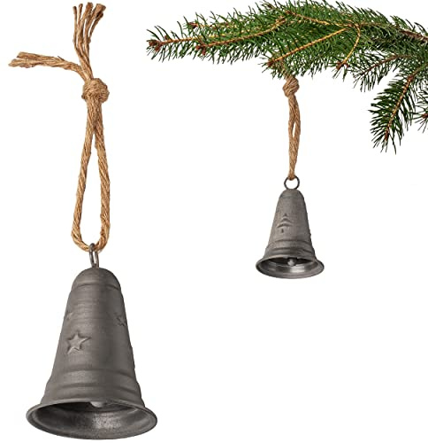 alles-meine.de GmbH 6 Stück Metall Glocken/Klingeln - 11 cm - wetterfest - Winter & Weihnachten - zum Aufhängen & Hintellen - Deko - Glöckchen Klocken Jingle Bells Glocken Sc..
