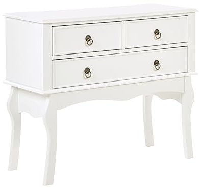 Beliani Konsolentisch weiß 91x75x35 cm mit 3 Schubladen edel rustikal Landhausstil Lamar