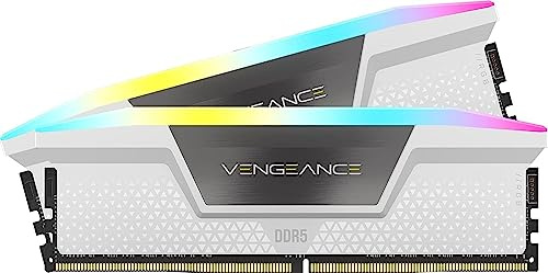 CORSAIR Vengeance RGB DDR5 RAM 64GB (2 x 32GB) 5600Mhz C36 Memoria de Computadora Compatible con iCUE - Blanco (CMH64GX5M2B5600C36W)