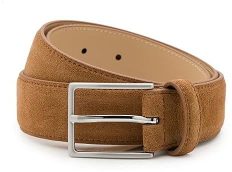 Riemen & Co DTCH.FIT Herrengürtel Bobby - Wildleder - Cognac - Breite: 3,5 cm - 95 cm