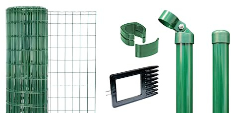 Alberts 668969 Fix-Clip Pro als Zaun-Komplettset, zum Einbetonieren | verschiedene Längen und Höhen | grün | Höhe 122 cm | Länge 50 m