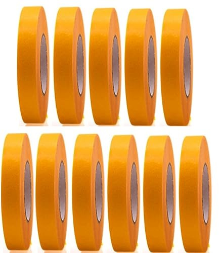11 Rollen Profi Goldband Klebeband 50 m x 15 mm - Malerband Gold Kreppband - Abdeckband für Maler und Lackierer - Krepp für Innen und Außen - Malerkrepp - Vielseitiges Klebeband für Malerarbeiten