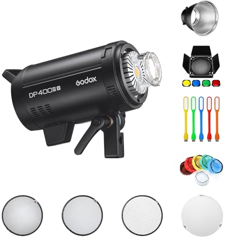 Godox DP400IIIV Studio Flash Strobe Light Kit,400Ws 5800±200K Température Couleur Monture Bowens Système X sans Fil 2.4G Studio Flash pour Mariage Portrait de Mode de La Photographie