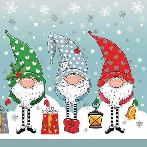 20 Servietten Weihnachten Wichtelfreunde im Schnee als Tischdeko. Papierservietten mit Motiv. Auch für Decoupage und Serviettentechnik 33x33cm