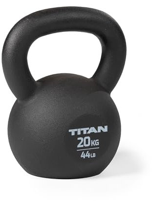 Titan Fitness 20 KG Cast Iron Kettlebell, Single Piece Casting, KG and LB Markings, Full Body Workout…