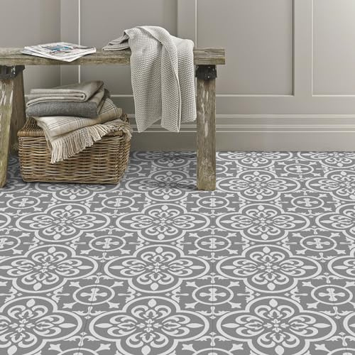 Alwayspon 24 Stück 30 x 30 cm verdickte Vinyl-Bodenfliesen-Aufkleber, abziehen und aufkleben, wasserdicht, Fliesenaufkleber für Küche Badezimmer, T046