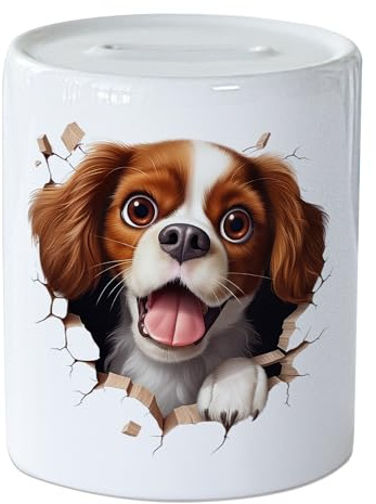 GRAZDesign Spardose Hund lustig - Wandriss - Geldgeschenk für Erwachsene und Kinder aus Keramik