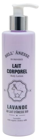 Label Provence - Lozione per il corpo francese con latte di asino biologico - Profumo di lavanda - Cura dell'umidità corporea per la pelle secca - Flacone da 250 ml
