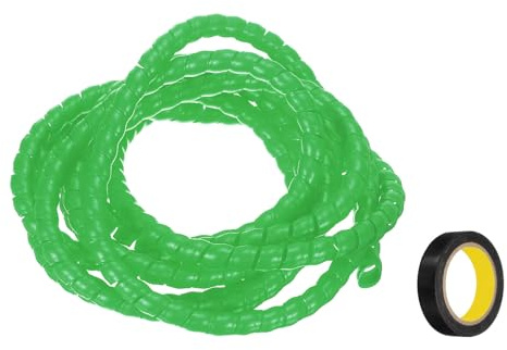QUARKZMAN Spiral-Kabelschlauch 3 m 8mm Kabelmanagement-Hülle PP-Isolierung Kabelorganisator für Computerkabel Stromkabel Gasrohr Grün mit Klebeband