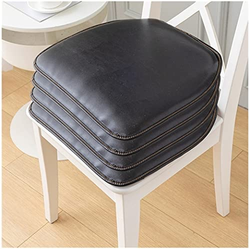 Stuhlkissen für Esszimmerstühle, 1/2/4 Packungen, Sitzkissen aus Leder, Hufeisen-Stuhlauflagen, wasserdichte, rutschfeste Sitzauflagen, Größe 43 x 40 cm (Farbe: Schwarz, Größe: 43 x 40 cm (4