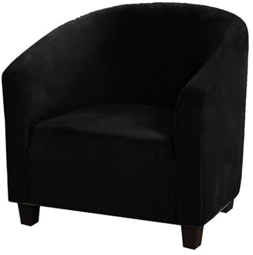 HOMECOVER Sesselschoner Elastisch Sesselhusse Sesselüberwurf Velours Sesselbezug mit Armlehnen Schonbezug für Clubsessel Für Einzelsofa Clubsessel Cocktailsessel-Schwarz-Large