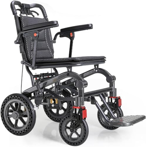 SJAPEX Rollstuhl Faltbar Leicht Reiserollstuhl, Faltbarer Rollstühle, Stoßdämpfender Transportrollstühle, Ultraleicht Rollstuhl Für Die Wohnung Und Unterwegs, Aluminium, Sitzbreite 40 cm