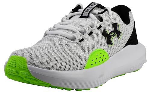 Under Armour Charged Surge 4 sneakers för män, vit/hypergrön/svart, 9,5