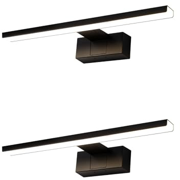 Homefire 2ER LED Spiegelleuchte Bad 30CM 6W Spiegellampe Badezimmer | Schwarz Badleuchte Wand Wasserdicht IP44 Wandlampe Modern Neutral 4000K Wandleuchte für Keller Küche Badschrank