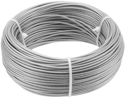 SYUTBOU Cable de alambre de 2 mm, 70 m de cable de acero inoxidable 304, con manguitos de aluminio y cuerda de alambre, cuerda tensora de acero inoxidable para exteriores, tendedero de acero