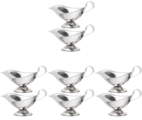 8 Pcs Stainless Steel Gravy Boat with Spout, 5Oz Sauce Container for Gravy, Salad Dressings, Cream, Compact and Ergonomic Design, Ideal for Home Dining, Outdoor Barbecues and Picnics