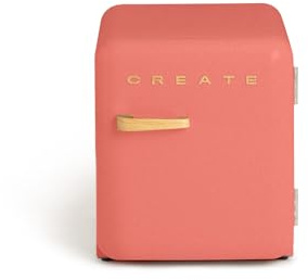 CREATE / RETRO FRIDGE 50 WOOD/Frigorífico terracota maneta madera / 85W. minibar. un estante. diseño retro. 50 cm. dos repisas. capacidad de 48L. bajo consumo. 50x44x49.8 cm