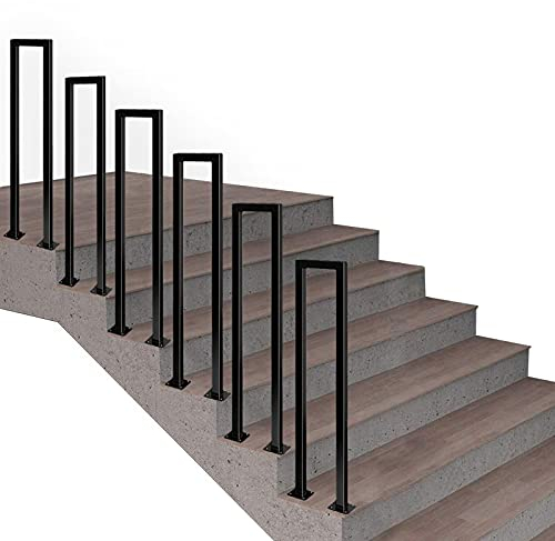 Outdoor Garden Stair Railing Handrail Black Transitional Handrail for Concrete and Wooden Steps 35cm (1.1ft)