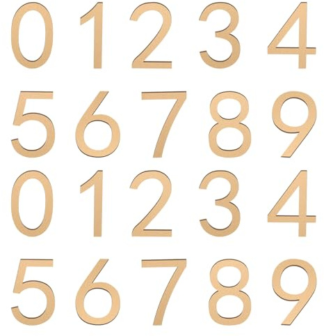 sourcing map 20Pcs Self Adhesive Mailbox Numbers, 2.8 Acrylic Door Address Sign Stickers, Raised 3D Effect, for Residence, Apartment, Office Room, Mailbox (Number 0-9, Gold Tone)