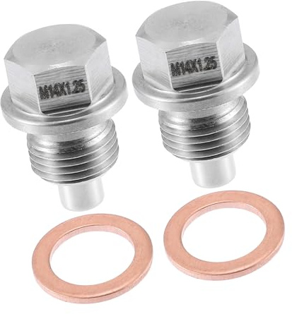 A ABSOPRO 2 Stück Ölwanne M14x1,25 Magnetische Ölablassschraube Motor Ablassschraube Ölschraube Kit Artikelaustausch