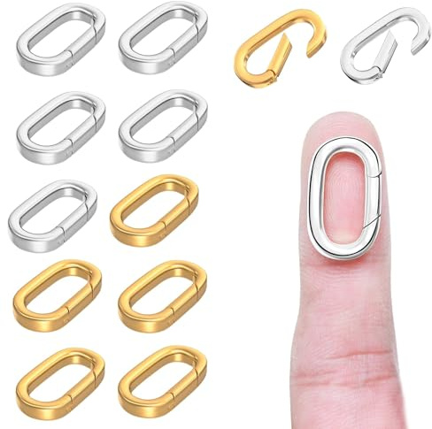 12 Stück Ovaler Verschluss, Ovaler Schmuckverschluss mit Geschlossenem Federring, Karabiner, Halskettenverschlüsse und Verschlüsse für die Herstellung von Schmuck, Halsketten und Armbändern
