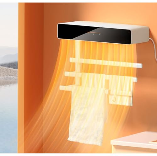 OZMDXKJ Scaldasalviette Elettrico Bagno Senza Trapano, Scaldasalviette Intelligente Scaldasalviette con Timer Regolabile per Bagno, Spa, Accappatoio, Coperta e Pigiama,White