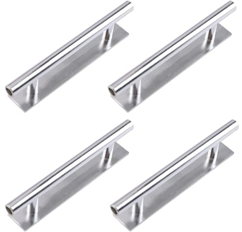 MOROBOR Self-Stick Push Pull Helper, 4pcs Silver Plastic Convenient Opening Stick-on Handles with Plate for Kitchen Cabinet Window Sliding Closet Door Wardrobe