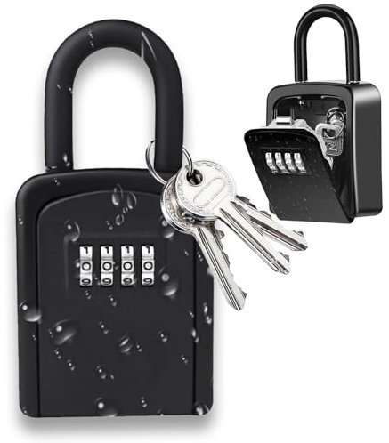 ROEOWENE Schlüsseltresor mit Bügel Wasserdicht Schlüsseltresor mit Zahlencode Schlüsselsafe Aussen mit Code 4 Stellig Robust Schlüsselkasten Klein Schlüsselbox für Haus,Zuhause,Garage,Key Safe Box