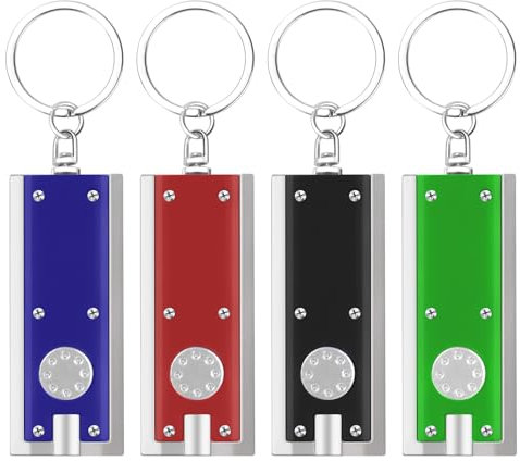 flintronic 4 Pezzi Mini Torcia Portachiavi, Mini Torcia Led, Torcia Tascabile Per Bambini, 12 Lumen Quadrata Portachiavi Torcia Luce per Attività All'aperto, Campeggio, Escursionismo