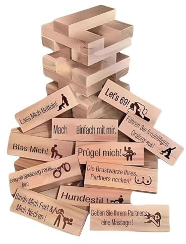 DTREELS Juego de torre de bloques súper traviesos, 48 juegos de bloques para parejas, juego de caída de San Valentín, bloques divertidos para parejas, torre de juego de apilamiento