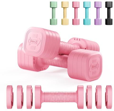 Dripex Mancuernas Ajustables de 2,5 kg/5 kg, Juego de Pesas con Mango Antideslizante para Mujeres Hombres Pesas Ajustables para Fitness Gimnasio en Casa