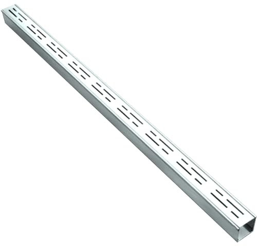 Edelstahl-Grabenablauf-Set, 100 cm, Garagenlänge, Metallrost-System für Gartendekoration, Entwässerungsrinne mit Endkappen, 90 x 7 x 3 cm
