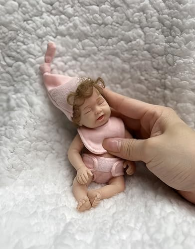 YHYQiFei Mini-Baby-Puppe, 15,2 cm, Silikon, Ganzkörper-Puppe, keine Vinyl-Puppe, realistische Babypuppe, lebensecht, sieht echt aus (W)