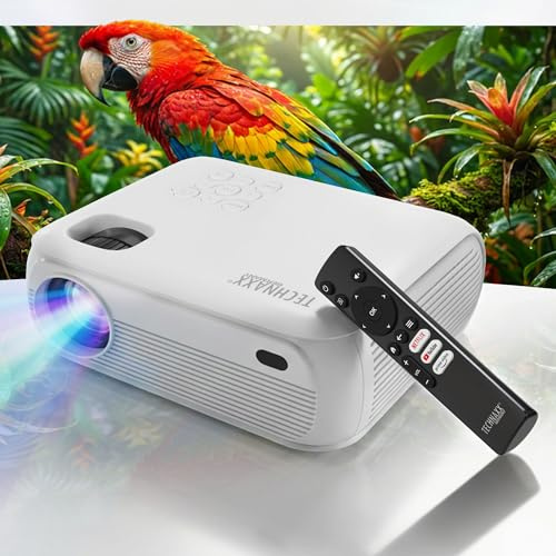Technaxx Smartprojektor TX-332 – Native 1080P med Officiell Netflix-licens – 120 Bild – 200 ANSI Lumen – Dualband Wi-Fi & Bluetooth – HDMI USB – Inbyggd Högtalare – 30 000h LED