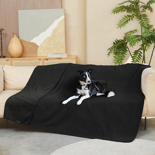 Kritter Planet Wasserdicht Decke, Waschbar Hundedecke Katzendecke Sofadecke Tagesdecke Sofaschutz Hund Kuscheldecke Wasserdicht für Sofa Bett Couch Auto, XL Decke 150x200, Schwarz/Schwarz