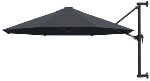 Wall-Mounted Garden Parasol with Metal Pole, UV-Resistant Polyester, Cantilever Design, Patio Umbrella, Sun Parasol, Outdoor Use, Anthracite, 300 cm
