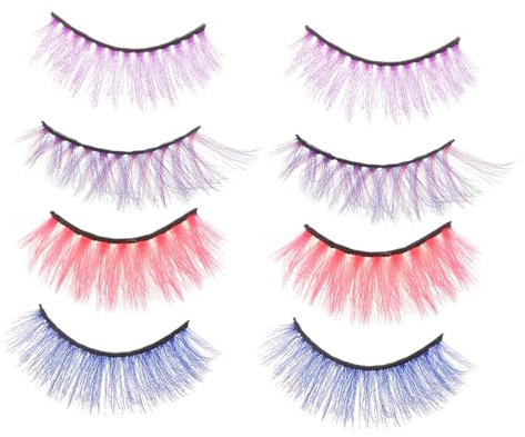ULTECHNOVO 4paires Faux Cils Naturels Colorés Lot Cils Artificiels Décoratifs Pour Femmes Et Jeunes Filles